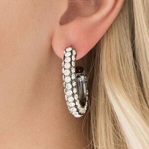 Elegant Silver Crystal Hoop Earrings